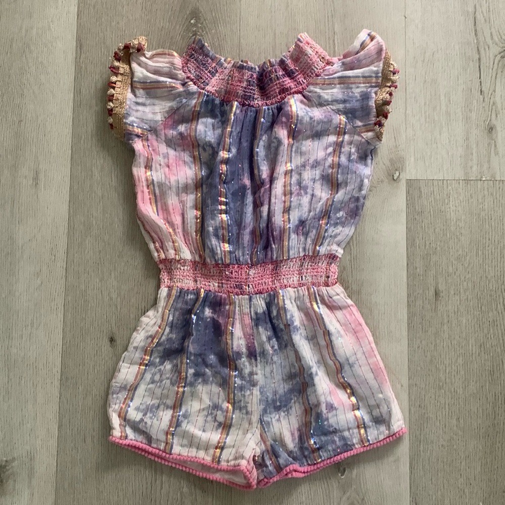 EGG New York Yasmin Shorts Tassel Romper Size 8Y shimmer sparkly‎ summer cotton